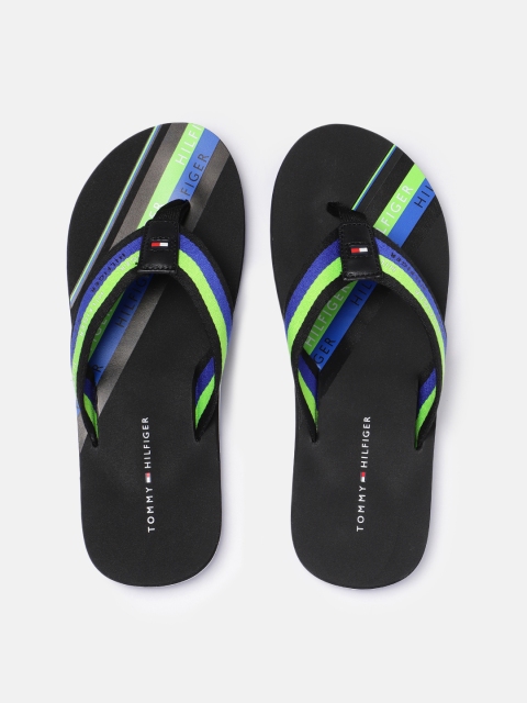 

Tommy Hilfiger Men Green & Blue Striped Thong Flip-Flops