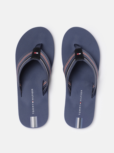 

Tommy Hilfiger Men Blue & Black Striped Thong Flip-Flops