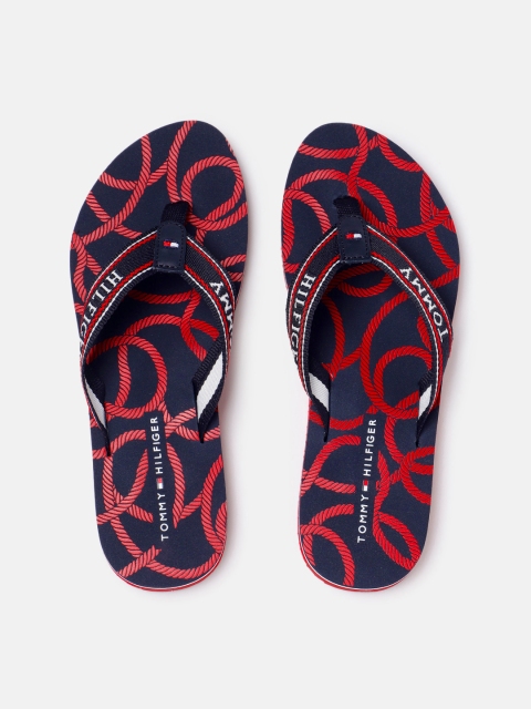 

Tommy Hilfiger Women Navy Blue & Red Printed Thong Flip-Flops