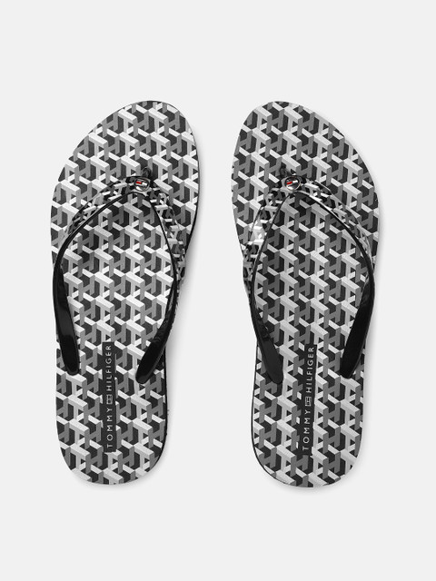 

Tommy Hilfiger Women Black & Grey Printed MONOGRAM Thong Flip-Flops