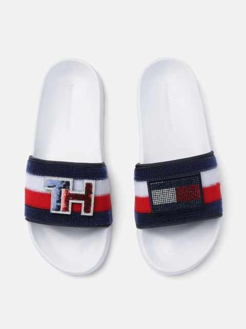 

Tommy Hilfiger Women Blue & Red Embellished Sliders