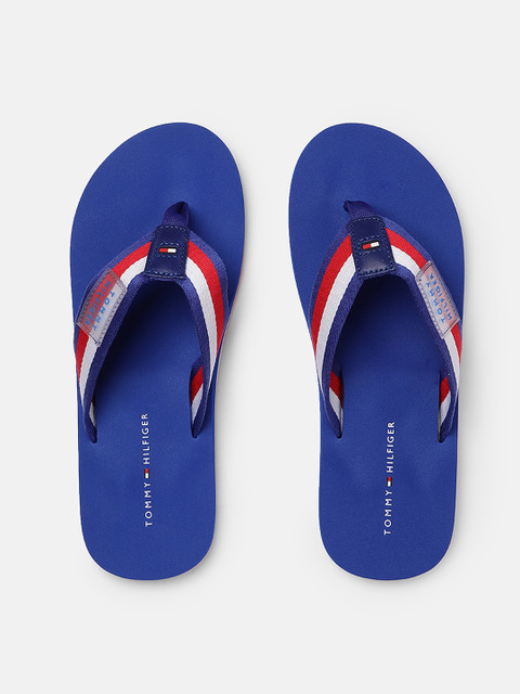 

Tommy Hilfiger Men Blue & White Striped Thong Flip-Flops