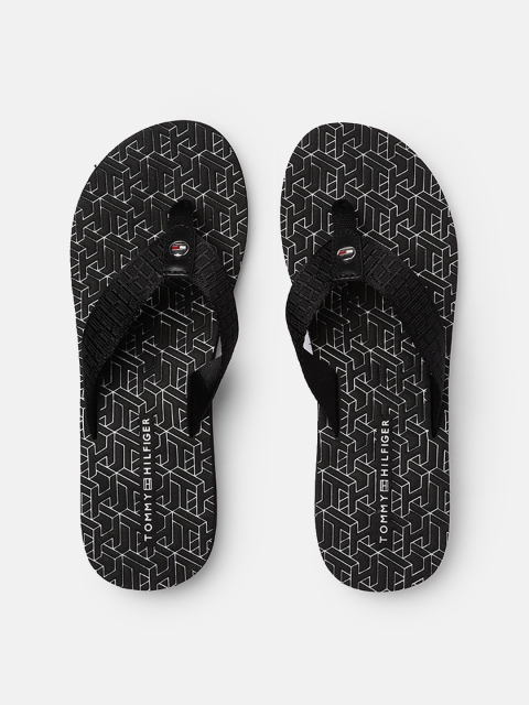 

Tommy Hilfiger Women Black Textured Thong Flip-Flops