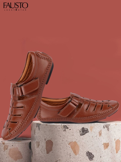 

FAUSTO Men Tan Brown Sandals