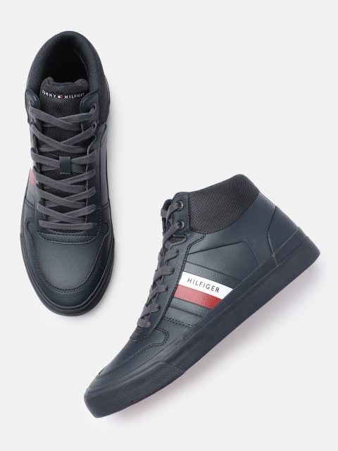 

Tommy Hilfiger Men Blue Solid Mid-Top Sneakers