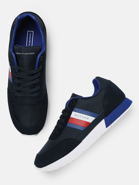 

Tommy Hilfiger Men Navy Blue Striped Sneakers