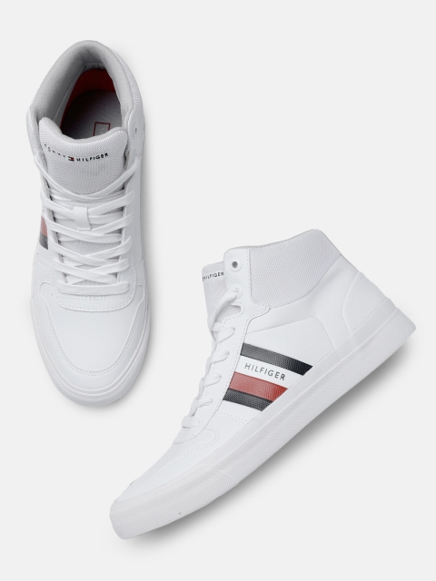 Tommy Hilfiger Men White Solid CORPORATE Mid-Top Sneakers