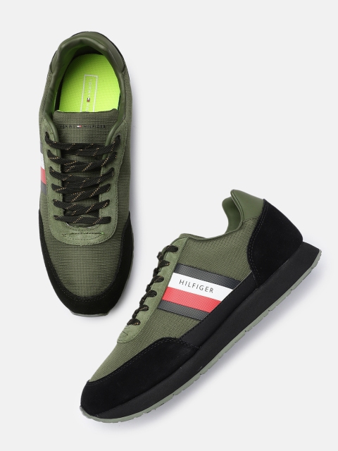 

Tommy Hilfiger Men Green & Black Color-blocked Sneakers