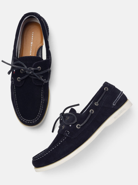 

Tommy Hilfiger Men Navy Blue Suede Boat Shoes