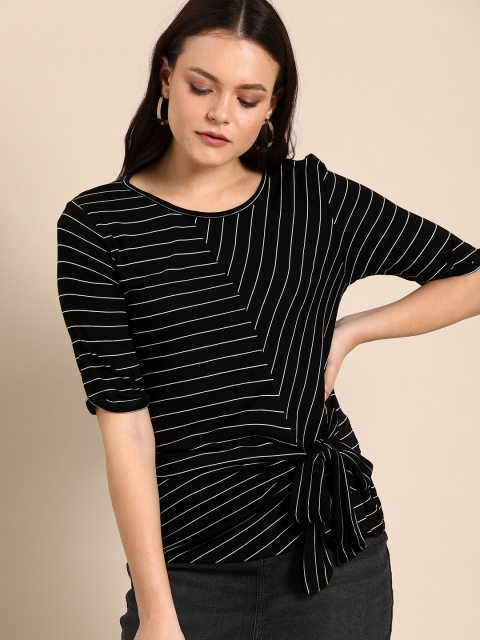 

Ms.Taken Women Black & White Striped Top