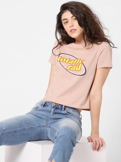 

ONLY Women Pink Printed Round Neck T-shirt