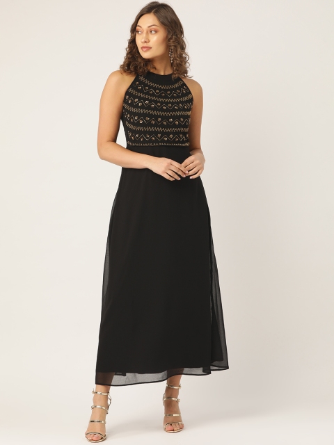 

Antheaa Women Black Embellished Detail Maxi Dress