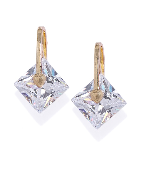 

OOMPH White & Gold-Plated Handcrafted Cubic Zirconia Studded Square Studs