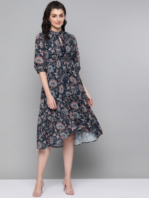 

Femella Women Navy Blue Printed A-Line Dress