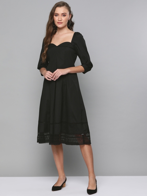 

Femella Women Black Solid A-Line Dress