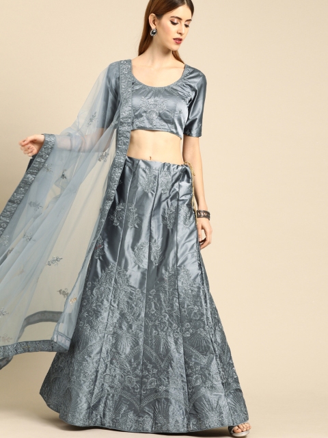 

Tikhi Imli Grey Embroidered Unstitched Lehenga & Blouse with Dupatta