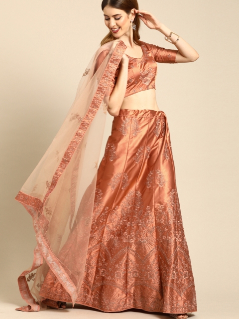 

Tikhi Imli Rust Orange Embroidered Unstitched Lehenga & Blouse with Dupatta