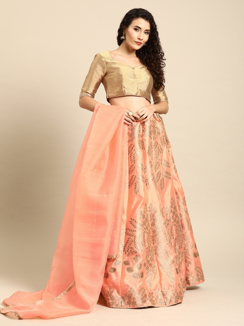 

Tikhi Imli Peach-Coloured Unstitched Lehenga & Blouse with Dupatta