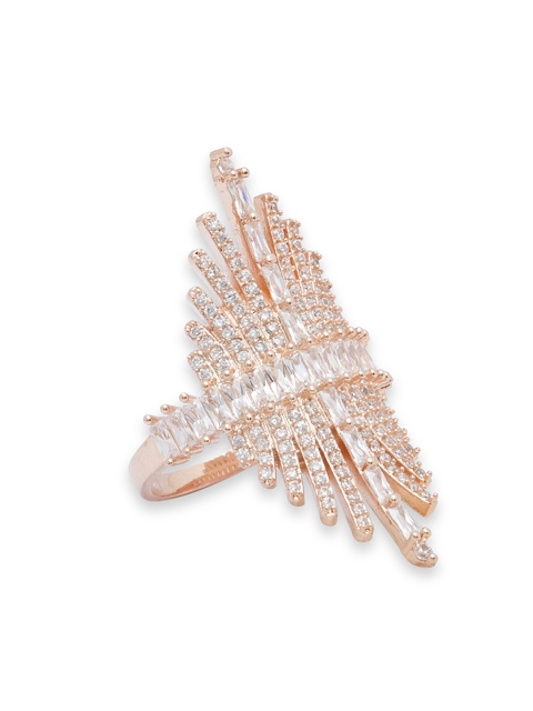 

shaze Gold-Plated & White Stone-Studded Finger Ring