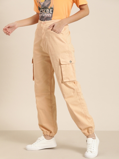 

Moda Rapido Women Peach-Coloured Regular Fit Solid Joggers
