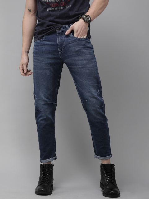 

Roadster Men Blue Biker Fit Mid-Rise Stretchable Biker Jeans with Articulated Knee Darts