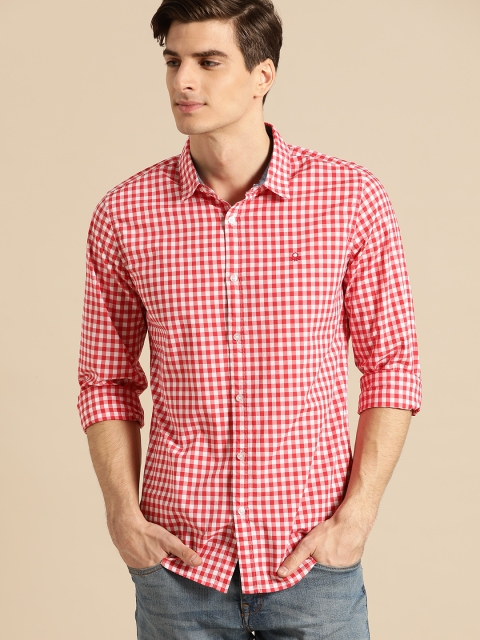 

United Colors of Benetton Men Red & White Slim Fit Checked Casual Shirt