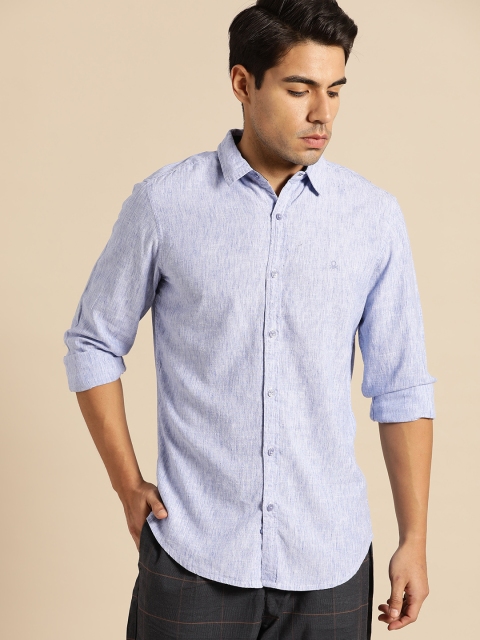 

United Colors of Benetton Men Blue Slim Fit Solid Casual Shirt