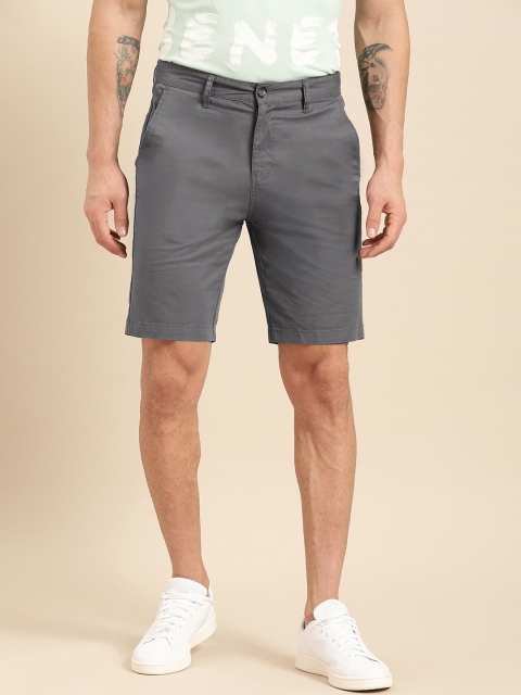 

United Colors of Benetton Men Charcoal Grey Solid Slim Fit Chino Shorts