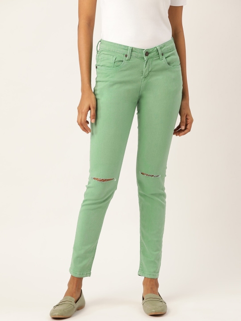 

Moda Rapido Women Green Skinny Fit Mid-Rise Slash Knee Stretchable Jeans