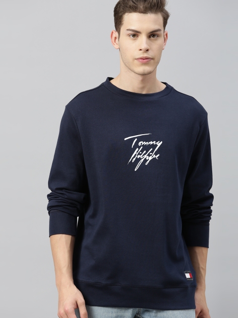 

Tommy Hilfiger Men Navy Blue Printed Round Neck T-shirt