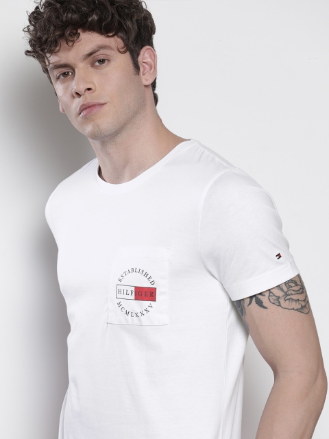 

Tommy Hilfiger Men White Solid Round Neck Pure Cotton T-shirt