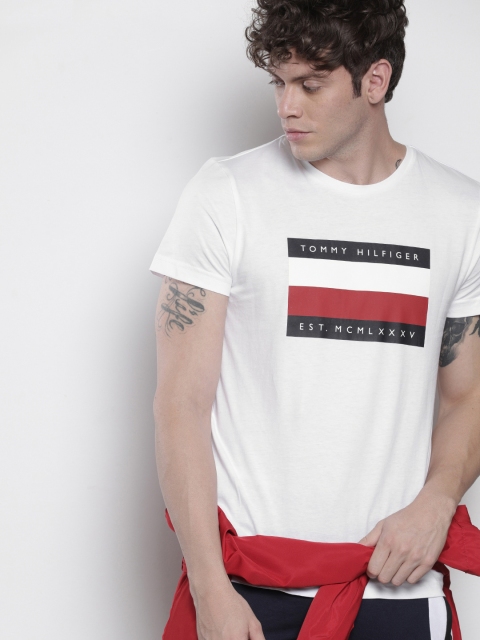 

Tommy Hilfiger Men White Printed Round Neck T-shirt