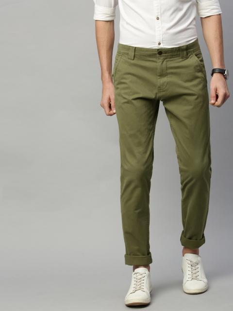 

Tommy Hilfiger Men Olive Green Slim Fit Solid Chinos