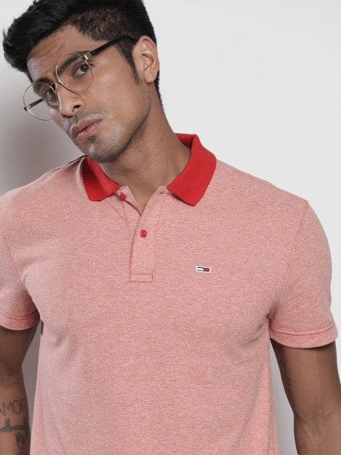 

Tommy Hilfiger Men Red Solid Polo Collar T-shirt