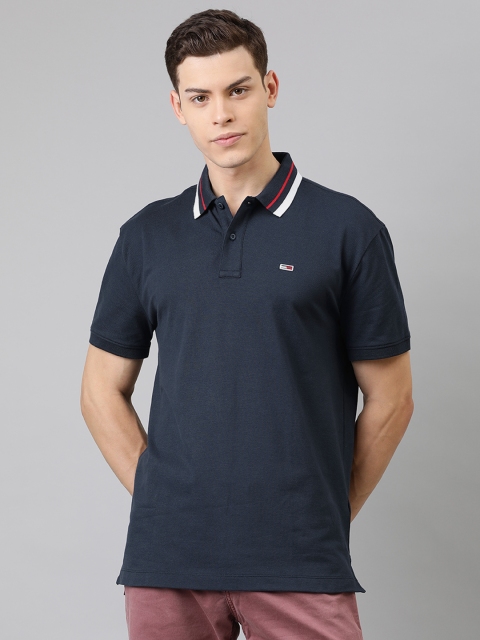 

Tommy Hilfiger Men Navy Blue Solid Polo Collar T-shirt