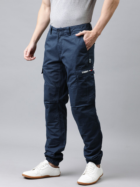 

Tommy Hilfiger Men Navy Blue Regular Fit Self-Checked Joggers