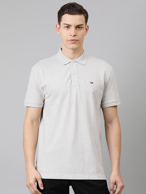 

Tommy Hilfiger Men Grey Solid Polo Collar T-shirt