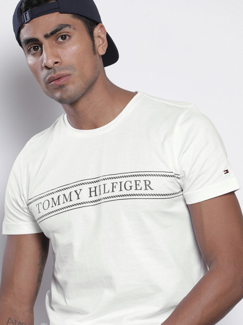 

Tommy Hilfiger Men White Printed Round Neck T-shirt
