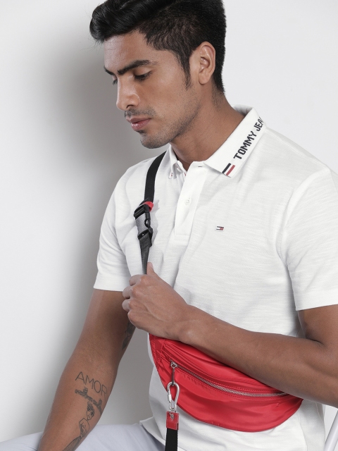 

Tommy Hilfiger Men White Solid Polo Collar Pure Cotton T-shirt