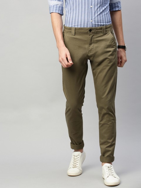 

Tommy Hilfiger Men Olive Green Slim Fit Solid Chinos