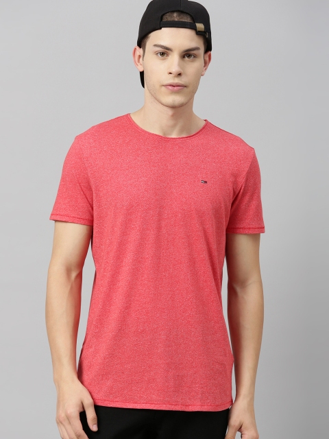 

Tommy Hilfiger Men Coral Red Solid Round Neck T-shirt