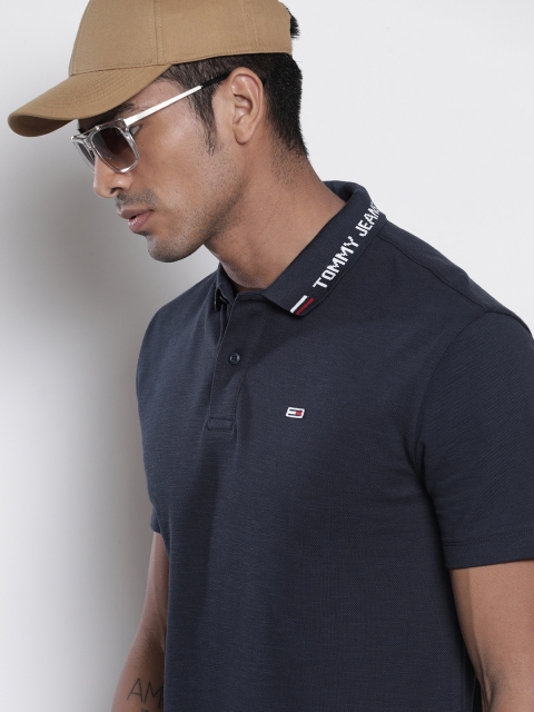 

Tommy Hilfiger Men Navy Blue Solid Polo Collar T-shirt