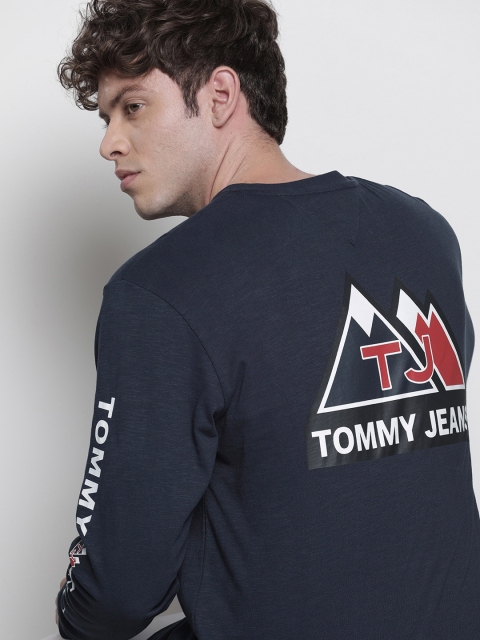 

Tommy Hilfiger Men Navy Blue Printed Round Neck T-shirt With Back Print