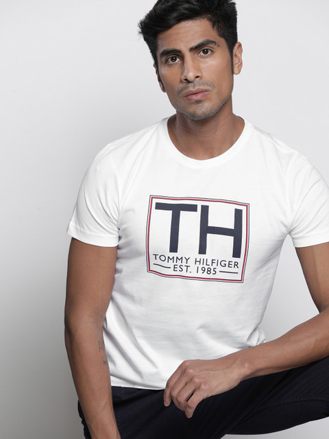 

Tommy Hilfiger Men White Printed Round Neck T-shirt