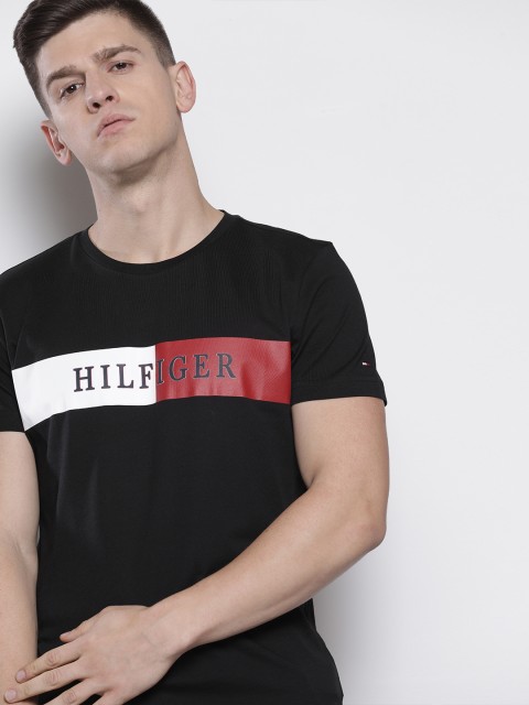 

Tommy Hilfiger Men Black Printed Round Neck T-shirt