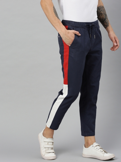

Tommy Hilfiger Men Navy Blue Tapered Fit Track Pants With Side Stripe