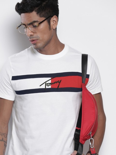 

Tommy Hilfiger Men White Striped Round Neck T-shirt