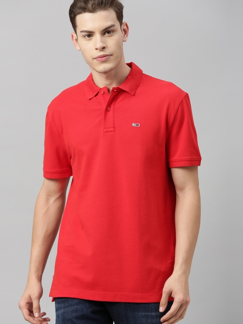 

Tommy Hilfiger Men Red Solid Polo Collar T-shirt