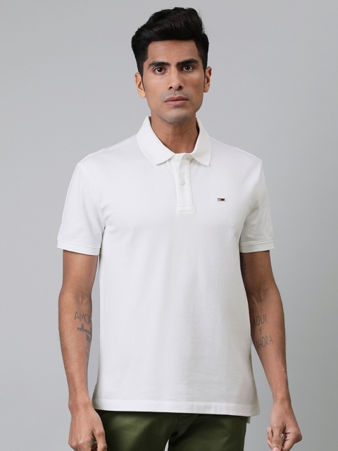 

Tommy Hilfiger Men White Solid Polo Collar T-shirt