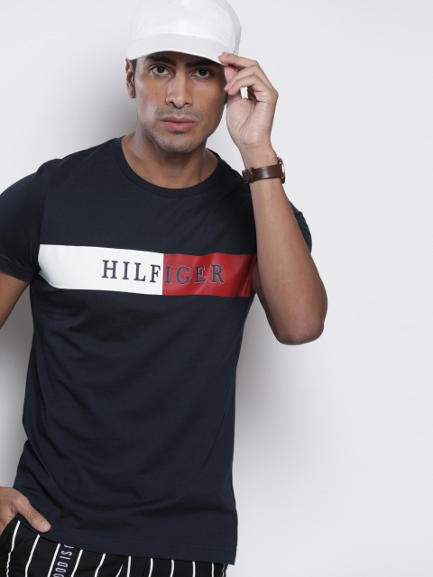 

Tommy Hilfiger Men Navy Blue Printed Round Neck T-shirt